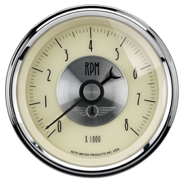 Picture of AutoMeter Gauge Tachometer 3-3-8in- 8K RPM In-Dash Prestige Antique- Ivory