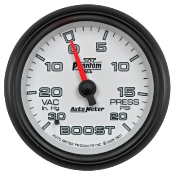 Picture of AutoMeter Gauge Vac-Boost 2-5-8in- 30Inhg-20PSI Mechanical Phantom II