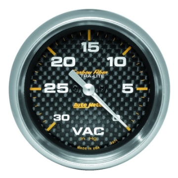 Picture of AutoMeter Gauge Vacuum 2-5-8in- 30Inhg Digital Stepper Motor Carbon Fiber