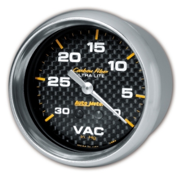 Picture of AutoMeter Gauge Vacuum 2-5-8in- 30Inhg Mechanical Carbon Fiber