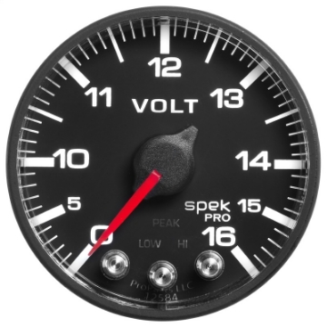 Picture of AutoMeter Gauge Voltmeter 2-1-16in- 16V Stepper Motor W-Peak & Warn Blk-Blk Spek-Pro