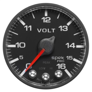 Picture of AutoMeter Gauge Voltmeter 2-1-16in- 16V Stepper Motor W-Peak & Warn Blk-Blk Spek-Pro