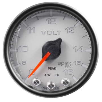 Picture of AutoMeter Gauge Voltmeter 2-1-16in- 16V Stepper Motor W-Peak & Warn Slvr-Blk Spek-Pro
