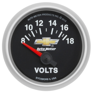 Picture of AutoMeter Gauge Voltmeter 2-1-16in- 18V Electric Chevy Gold Bowtie