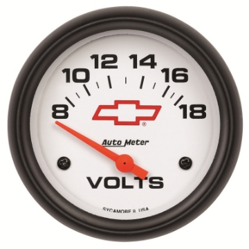 Picture of AutoMeter Gauge Voltmeter 2-5-8in- 18V Electric Chevy Red Bowtie White