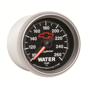 Picture of AutoMeter Gauge Water Temp 2-1-16in- 100-260 Deg- F Digital Stepper Motor Chevy Red Bowtie Black