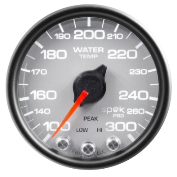 Picture of AutoMeter Gauge Water Temp 2-1-16in- 300 Deg- F Stepper Motor W-Peak & Warn Slvr-Blk Spek