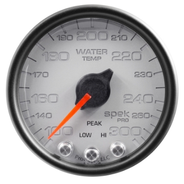 Picture of AutoMeter Gauge Water Temp 2-1-16in- 300 Deg- F Stepper Motor W-Peak & Warn Slvr-Blk Spek