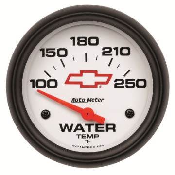 Picture of AutoMeter Gauge Water Temp 2-5-8in- 100-250 Deg- F Electric Chevy Red Bowtie White