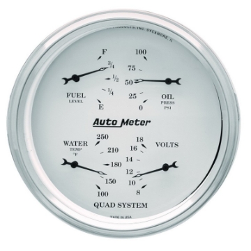 Picture of AutoMeter Gauge Quad 5in- 0 Ohme to 90 OhmfElec Old Tyme White