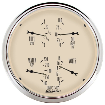Picture of AutoMeter Gauge Quad 5in- 240 Ohme to 33 Ohmf Elec Antique Beige