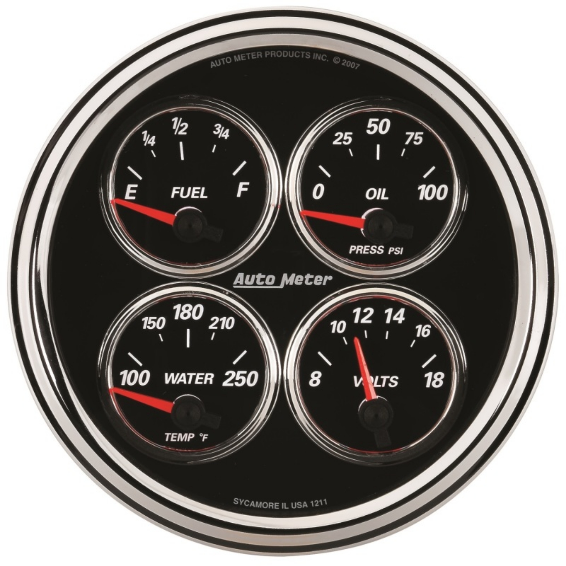 Picture of AutoMeter Gauge Quad 5in- 240 Ohme to 33 Ohmf Elec Designer Black II