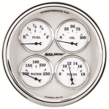 Picture of AutoMeter Gauge Quad 5in- 240 Ohme to 33 Ohmf Elec Old Tyme White II