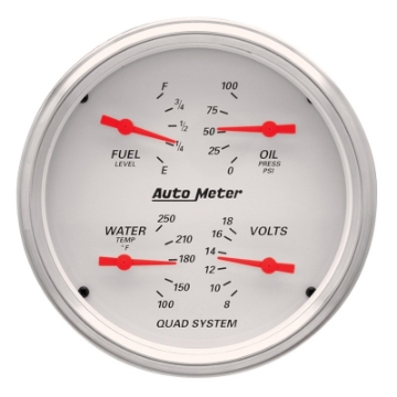 Picture of AutoMeter Gauge Kit 2 Pc- Quad & Speedometer 5in- Arctic White