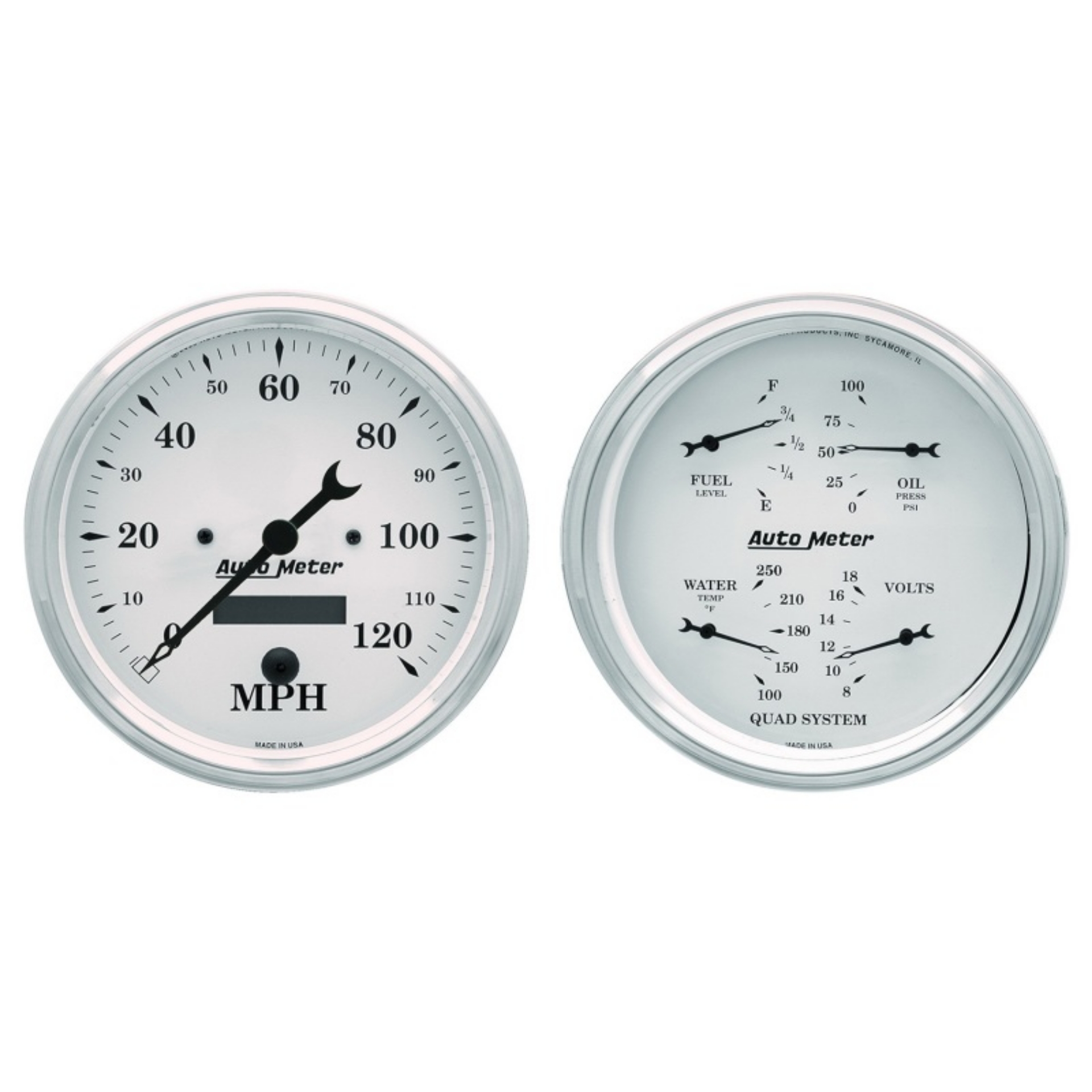Picture of AutoMeter Gauge Kit 2 Pc- Quad & Speedometer 5in- Old Tyme White