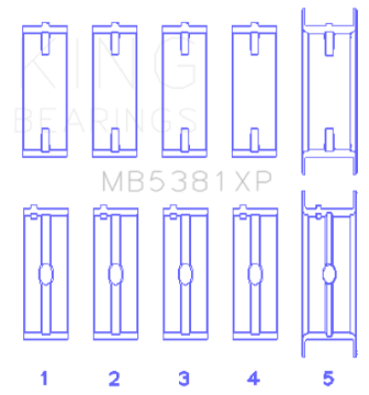 Picture of King Engine Bearings Holden 253-308CI 5-0L-5-7L Size -020 Main Bearing Set