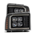 Picture of AlphaRex 05-07 Ford F250-350-450-550 Super Duty NOVA LED Proj HL Blk w-Actv Light & Seq Sig + SB DRL