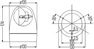 Picture of Hella Rotating Beacon H 12V Yellow Mg12 2Rl