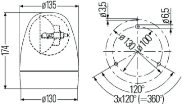 Picture of Hella Rotating Beacon H12V Yellow Mg12 2Rl