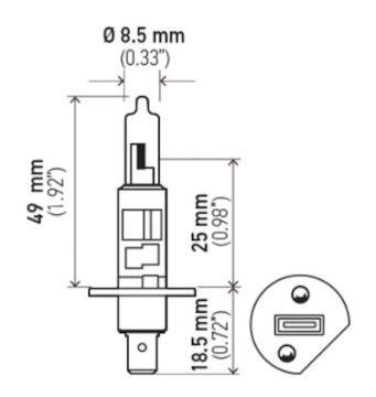 Picture of Hella Bulb H1 12V 55W P145S T25 +50 2