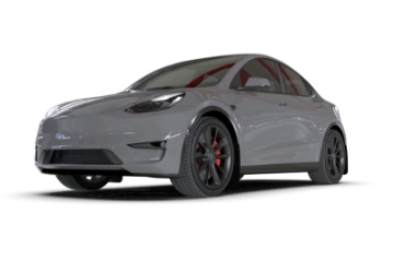 Picture of Rally Armor 20-26 Tesla Model Y, Juniper Y Black Mud Flap - Metallic Black Logo
