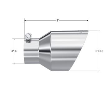Picture of MBRP Universal T304 Stainless Steel Tip 3on ID - 5in OD Out - 8in Length Angle Cut Dual Wall