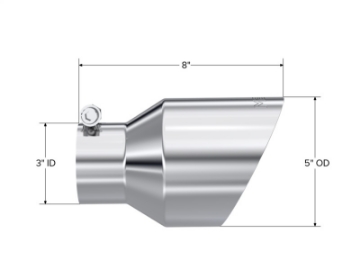 Picture of MBRP Universal T304 Stainless Steel Tip 3on ID - 5in OD Out - 8in Length Angle Cut Dual Wall