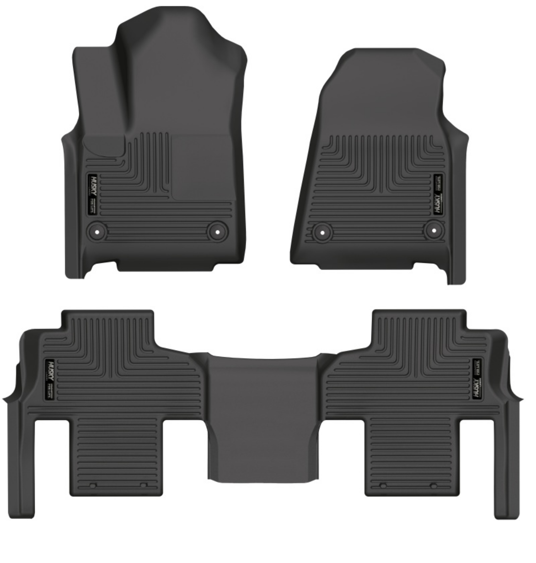 Picture of Husky Liners 2022 Jeep Wagoneer w-2nd Row Bench WeatherBeater Front & 2nd Seat Floor Liner - Blk