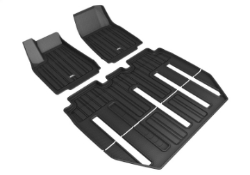 Picture of 3D MAXpider 17-21 Tesla Model X Folding 7-Seat Elitect 1st 2nd 3rd Row - Floor Mat Set Black