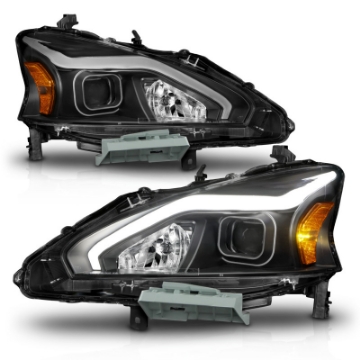 Picture of ANZO 13-15 Nissan Altima w-o Factory HID Bulbs Projector Headlights - w- Light Bar Black Housing