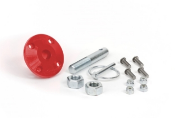 Picture of Daystar Hood Pin Kit Red Single Includes Polyurethane Isolator Pin Spring Clip and Related Hardware