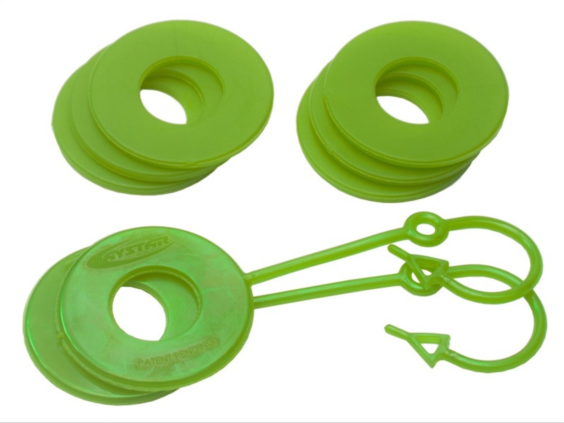 Picture of Daystar Fluorescent Green Locking D Ring Isolator Pair w-Washer Kit