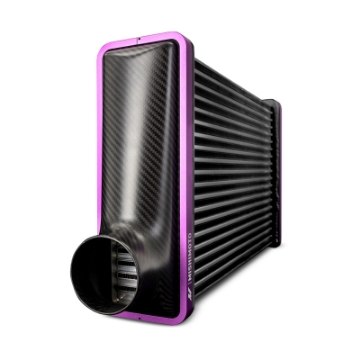 Picture of Mishimoto Universal Carbon Fiber Intercooler - Gloss Tanks - 450mm Silver Core - C-Flow - C V-Band