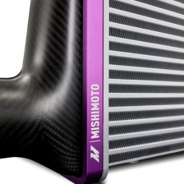 Picture of Mishimoto Universal Carbon Fiber Intercooler - Gloss Tanks - 450mm Silver Core - S-Flow - BL V-Band