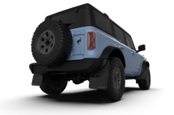 Picture of Rally Armor 21-25 Ford Bronco Steel Bmpr - NO Rptr-Sprt - NO RR-RB Blk Mud Flap w-Area Blue Logo