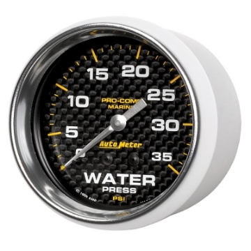 Picture of Autometer Marine Carbon Fiber Mechanical 2-5-8in 0-35PSI Water Pressure Gage
