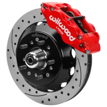 Picture of Wilwood Forged 6 Piston Red Superlite Caliper GT 48 Vane Spec37 Drilled & Slotted Rotor - 12-88x1-25