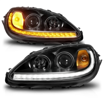 Picture of ANZO 05-13 Chevrolet Corvette Projector Headlights w-switchback & Sequential LED - Black Amber