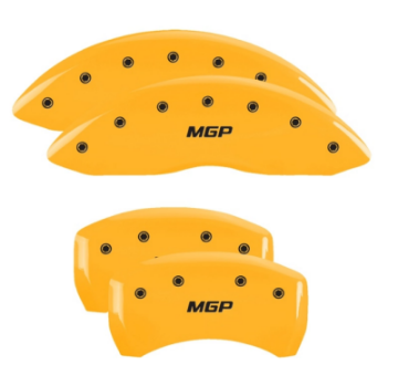 Picture of MGP 4 Caliper Covers Engraved Front-Rear 18-19 Buick Regal Sportback Yellow Finish Silver Characters