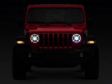 Picture of Raxiom 18-22 Jeep Wrangler JL- JT 9-Inch LED Headlights w- DRL and Halo- Black Housing Clear Lens