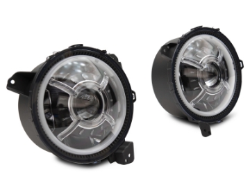 Picture of Raxiom 18-22 Jeep Wrangler JL- JT 9-Inch LED Headlights w- DRL and Halo- Black Housing Clear Lens