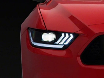 Picture of Raxiom 15-17 Ford Mustang Projector Headlights OEM HID Bulbs- Black Housing Clear Lens