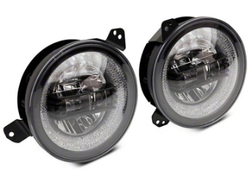 Picture of Raxiom 18-22 Jeep Wrangler JL-JT Axial 9-Inch LED Headlights w-RGB Halo- Blk Housing Clear Lens