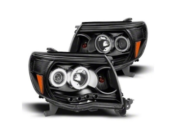 Picture of Raxiom 05-09 Tacoma Super White LED Halo Projector Headlights- Black Housing Clear Lens