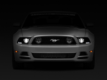 Picture of Raxiom 13-14 Ford Mustang w- Factory HIDLED Halo Projector Headlights- Black Housing Smoked Lens