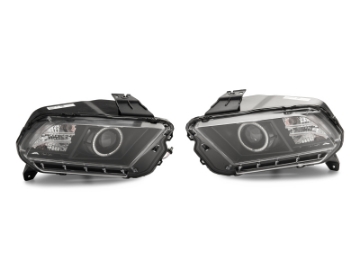 Picture of Raxiom 13-14 Ford Mustang LED Halo Projector Headlights- Black Housing Clear Lens