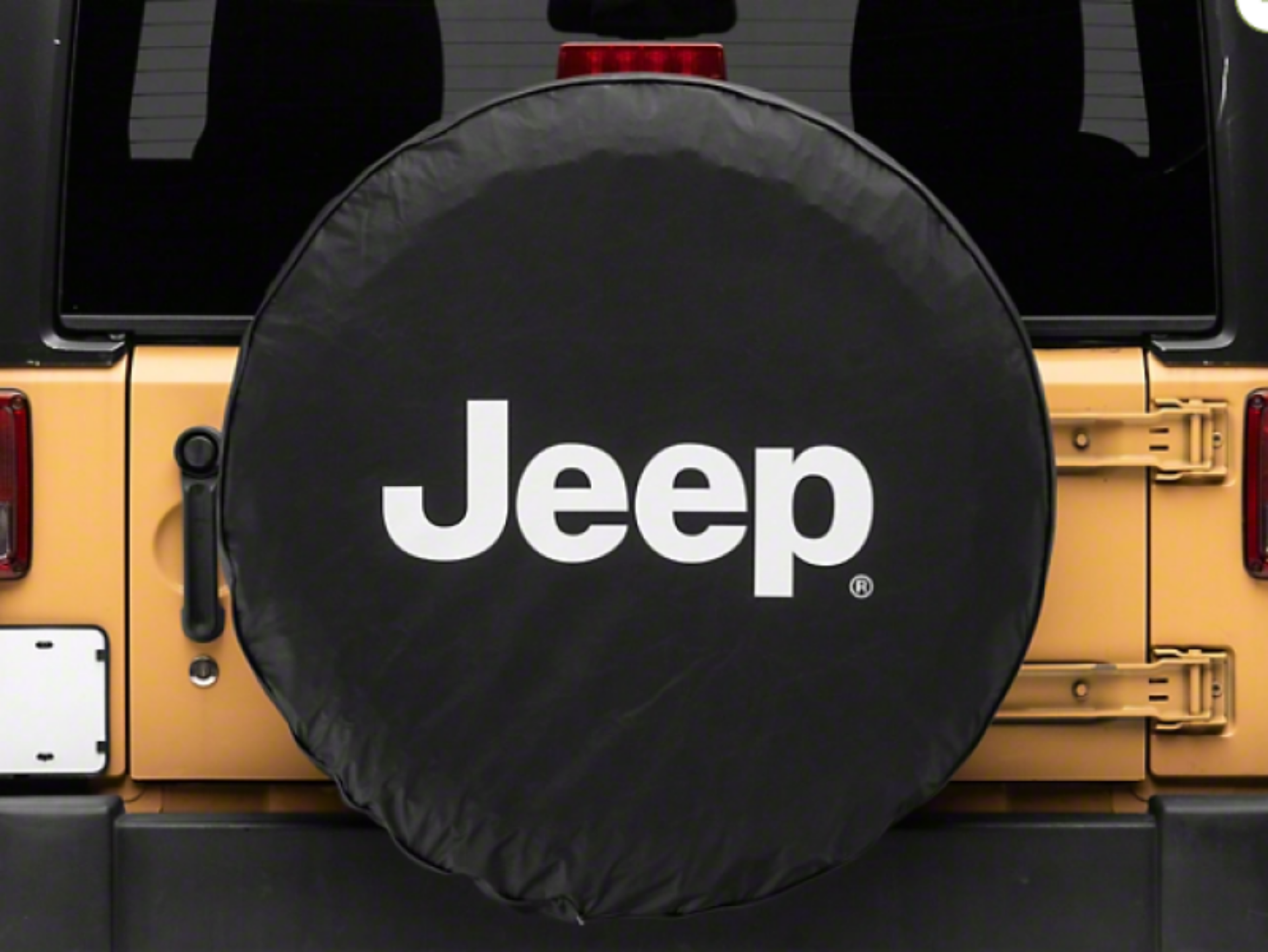 Picture of Officially Licensed Jeep 66-18 CJ5- CJ7- Wrangler YJ- TJ-JK White Logo Spare Tire Cover- 31Inch