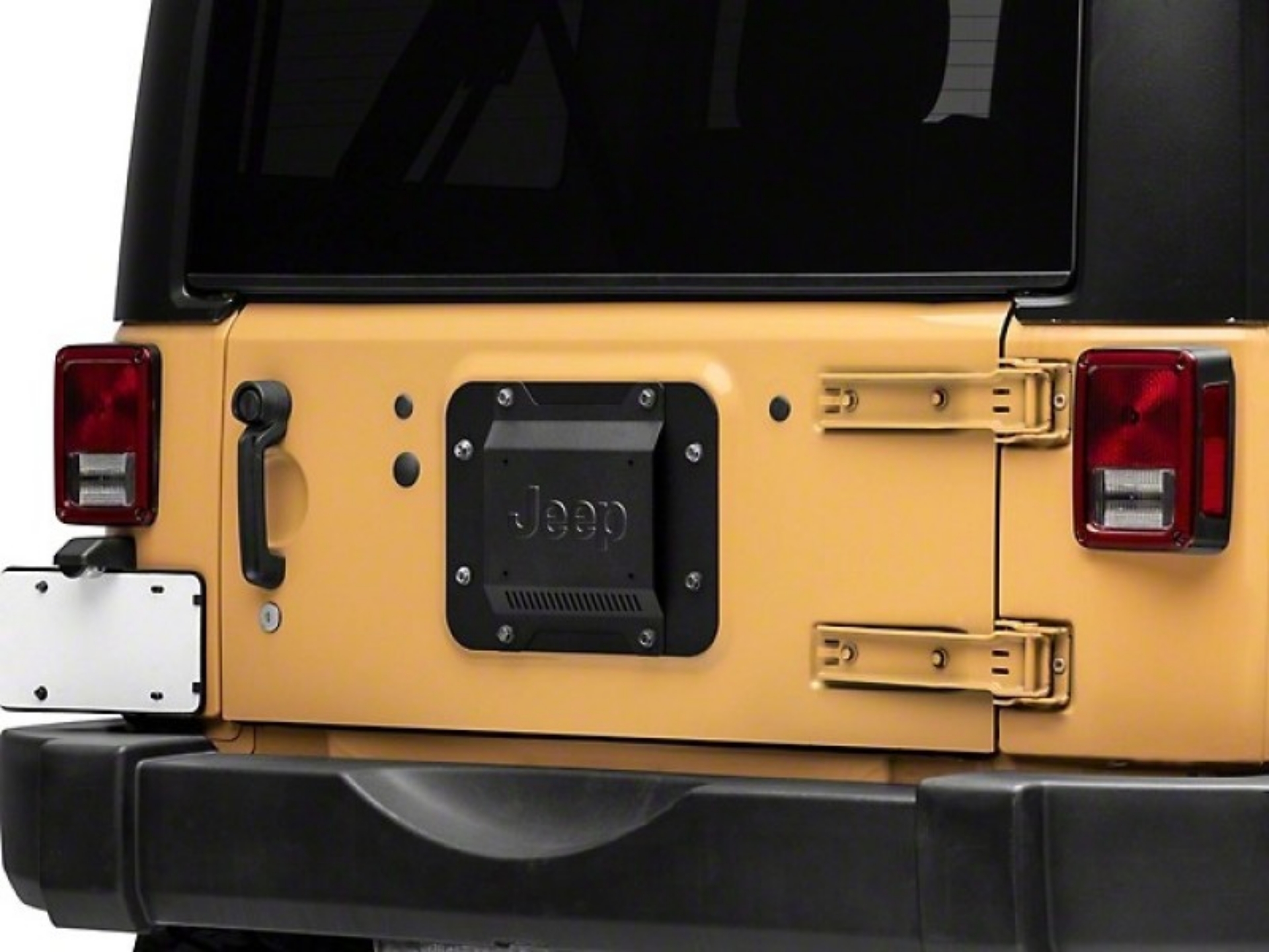 Picture of Officially Licensed Jeep 07-18 Wrangler JK Spare Tire Delete w- License Plate Mount and Jeep Logo