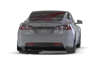 Picture of Rally Armor 21-25 Tesla Model S- S Plaid Black UR Mud Flap w-Metallic Black Logo