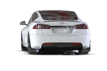Picture of Rally Armor 21-25 Tesla Model S - S Plaid Black UR Mud Flap w-White Logo